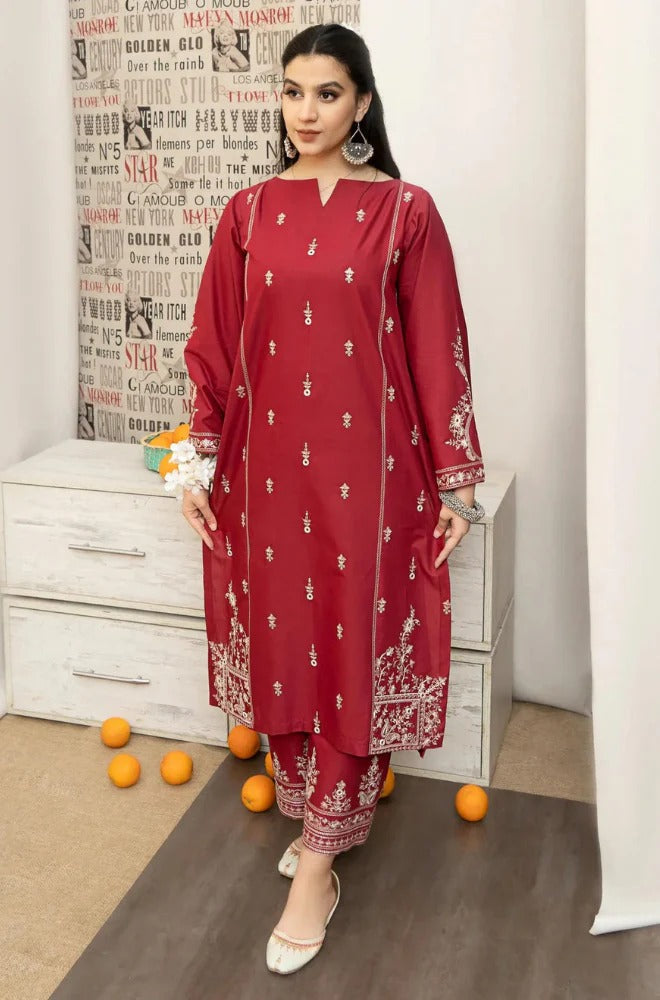 3 Piece - Exquisite Dhanak Embroidered Suit | UR-696