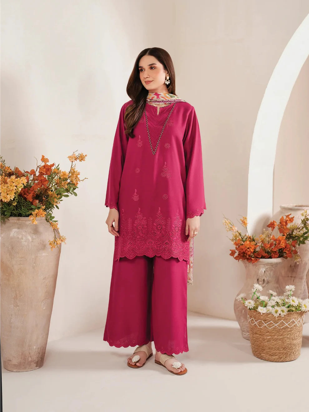 3 Piece - Jazmin Unstitched Embroidered ChikenKari Lawn Suit | SP - 26