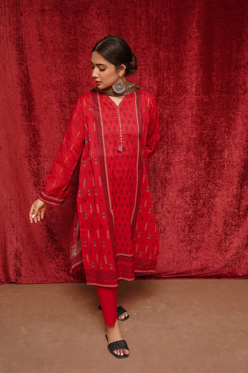 3 Piece - Printed Khaddar Suit (Urge) | D - 601