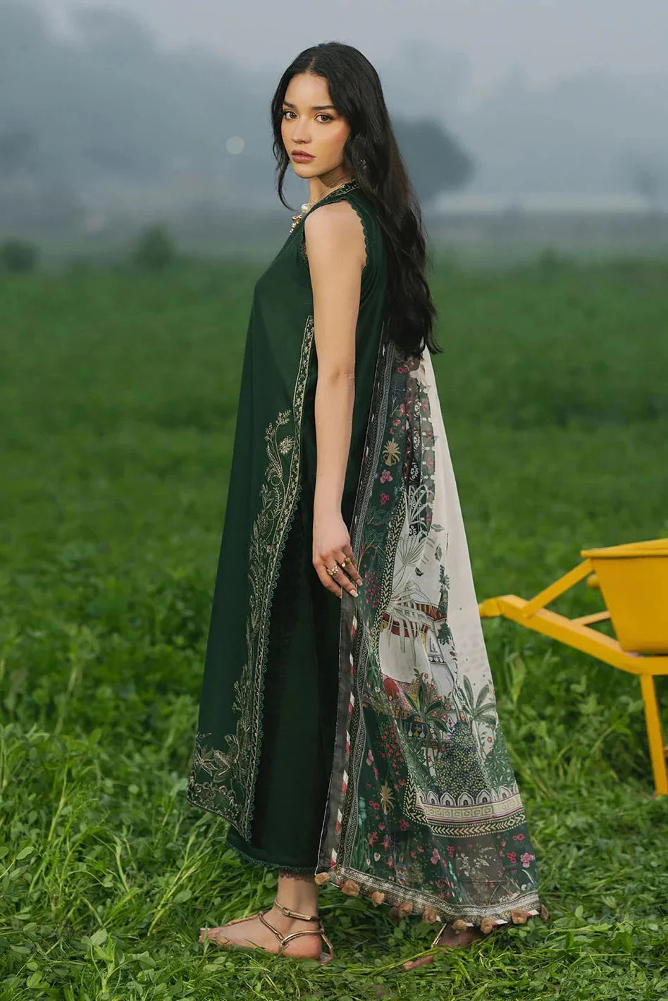 IZEL Embroidered Dhanak Three Piece IZ-07