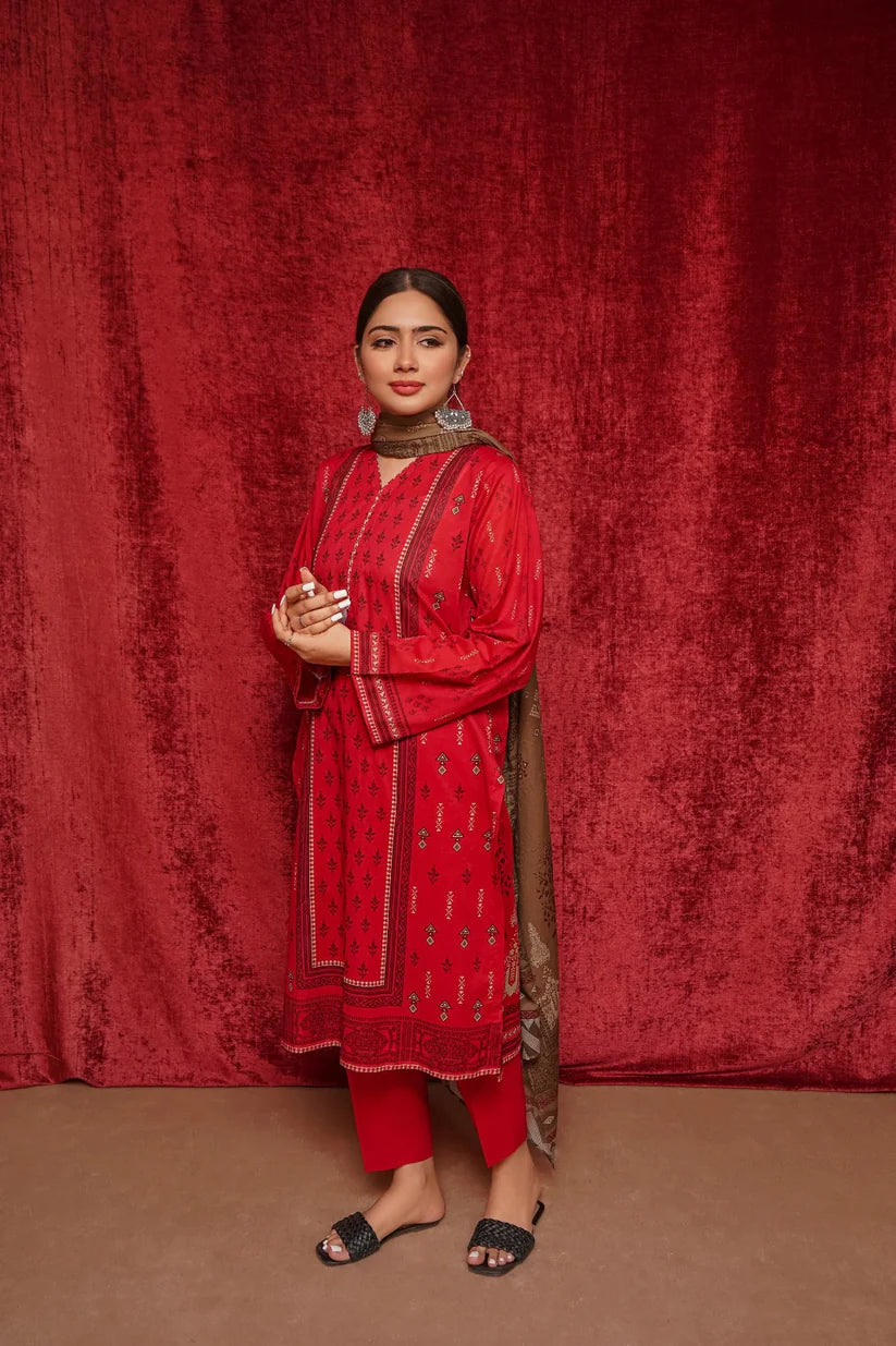 3 Piece - Printed Khaddar Suit (Urge) | D - 601