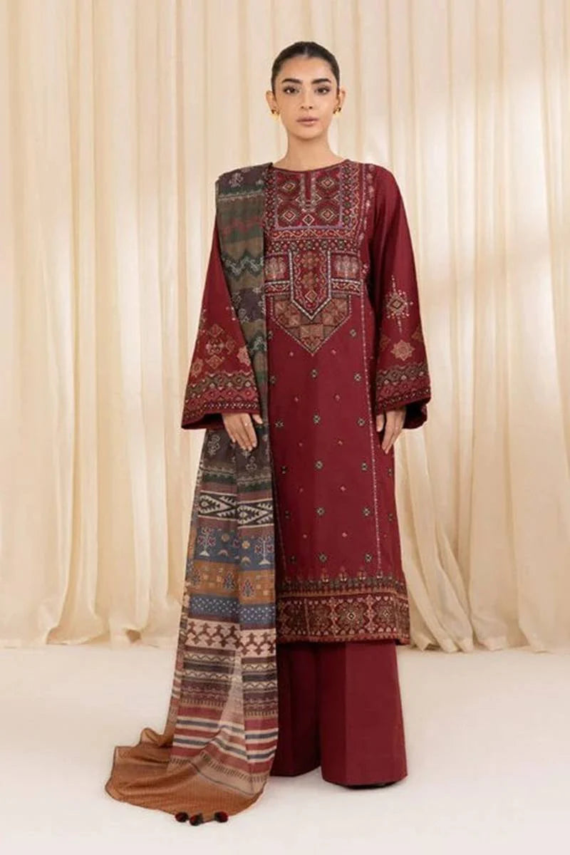 3 Piece - Embroidered Dhanak (Sapphire) Suit | SP - 715