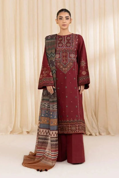 3 Piece - Embroidered Dhanak (Sapphire) Suit | SP - 715