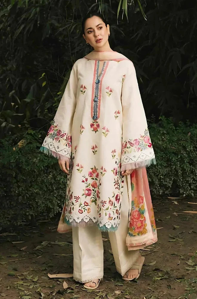 3 Piece - Lawn Embroidered Suit (Zara Shahjahan) | SP - 020