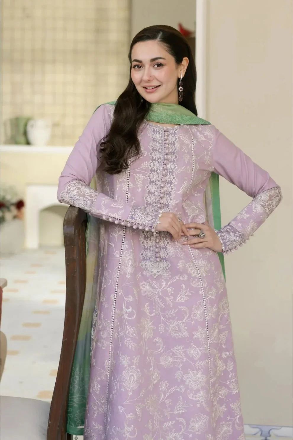 Laam Embroidered Dhanak Three Piece laam-53