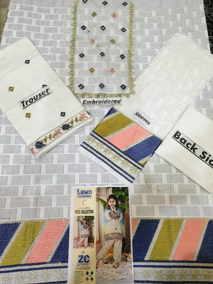 Maria B D-313 white kids Wear Lawn Embroidered two piece