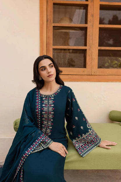 3 Piece - Nihan Embroidered Dhanak Suit | SP - 29