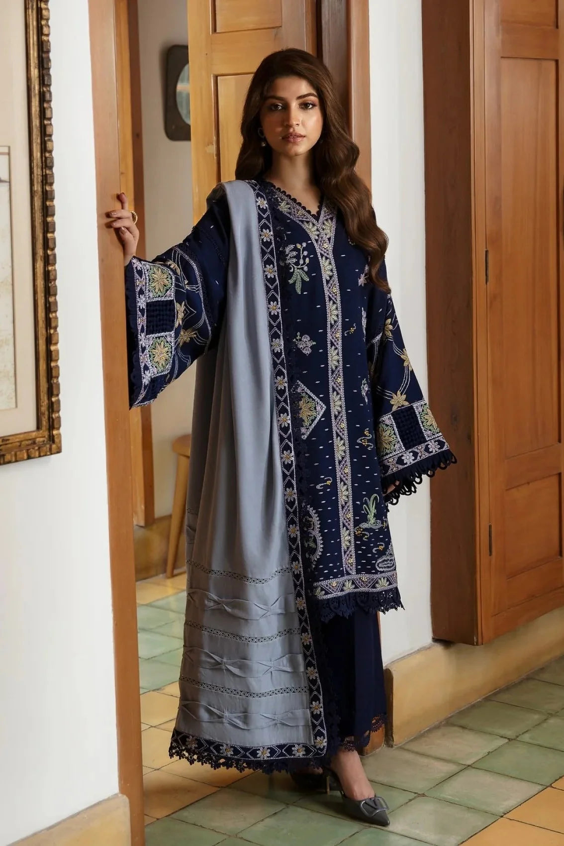 Coco Embroidered Dhanak Three Piece D-234