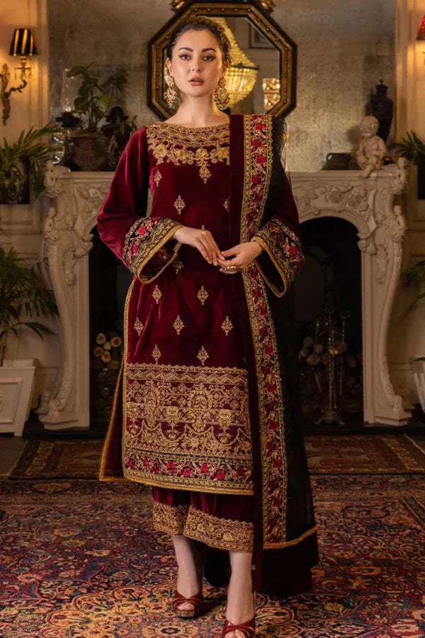 Zainab Chotani ZC-221 Embroidered Velvet Three piece Winter Collection