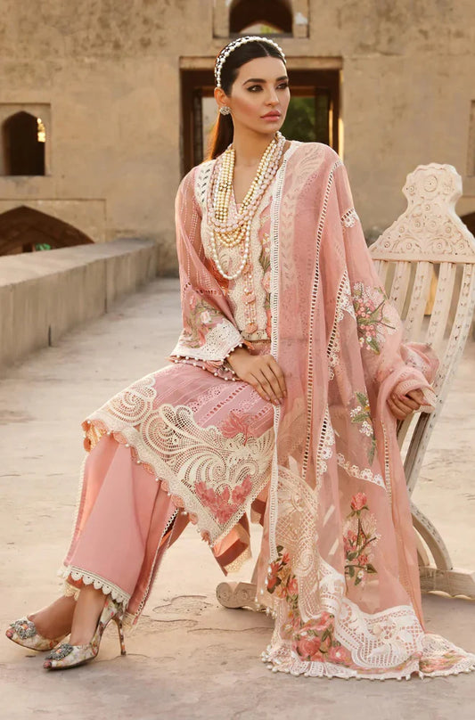 3 Piece - Crimsonn Pink Embroidered Lawn Suit | CR - 02