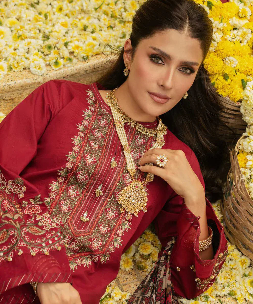 Sapphire Embroidered Dhanak Three Piece D-68