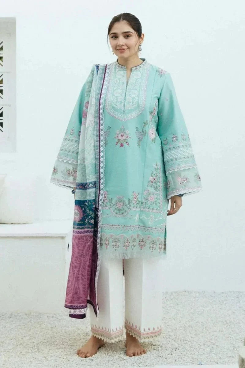 3 Piece - Embroidered Dhanak Eid Collection (Zara Shahjhan) | COCO 01