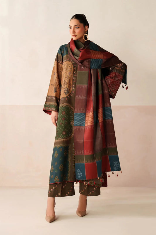 Baroque D-2110 Printed three piece Khaddar ( winter )