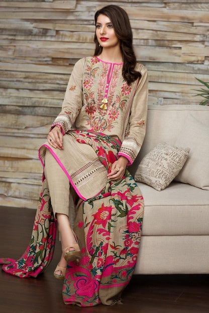 3 Piece - Embroidered Dhanak Skin Suit | Khaadi 16701