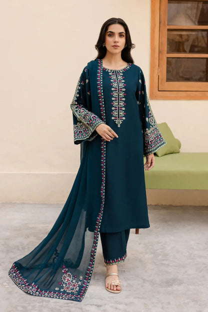 3 Piece - Nihan Embroidered Dhanak Suit | SP - 29