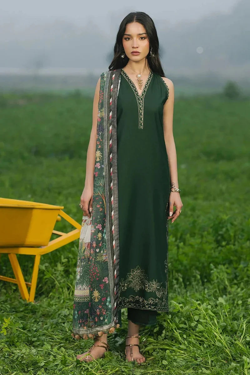 IZEL Embroidered Dhanak Three Piece IZ-07