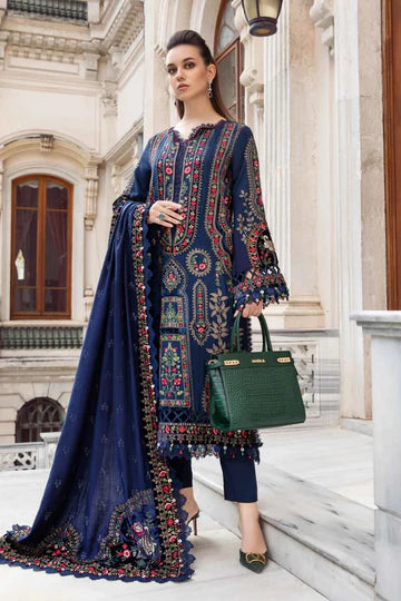 Maria.B- Winter 3PC Dhanak Embroidered Suit- D 77