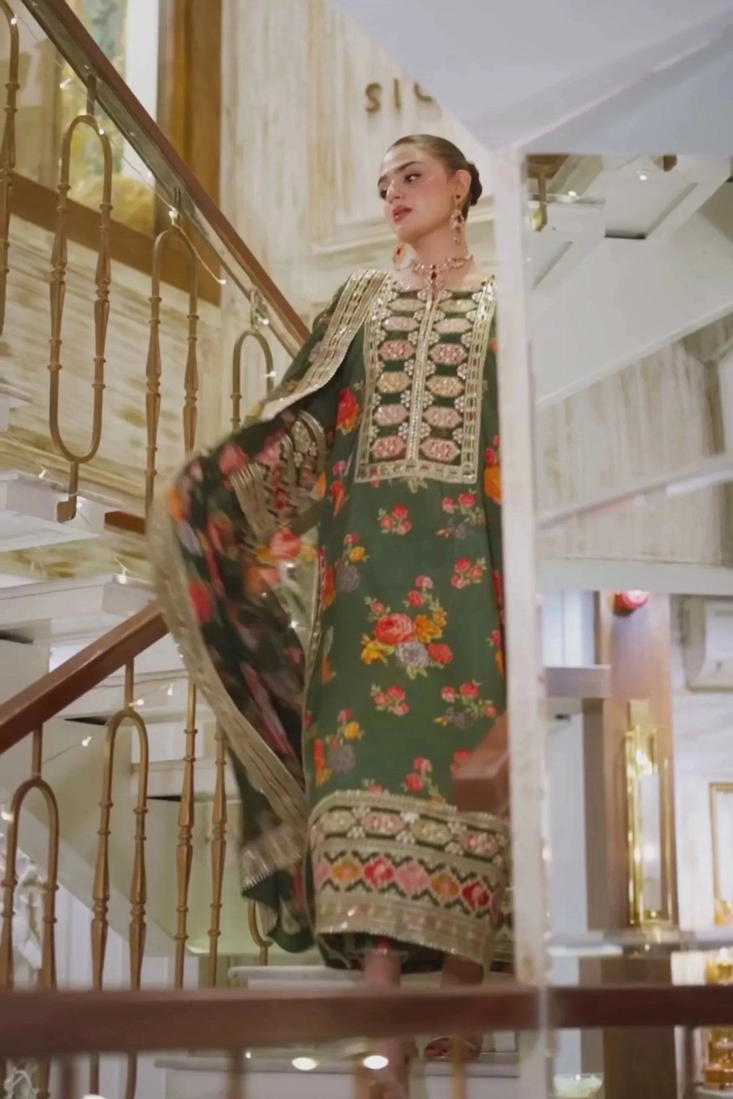 Aiman Closet-1002 (Black) Printed Airjet Shamoz Silk Three Piece