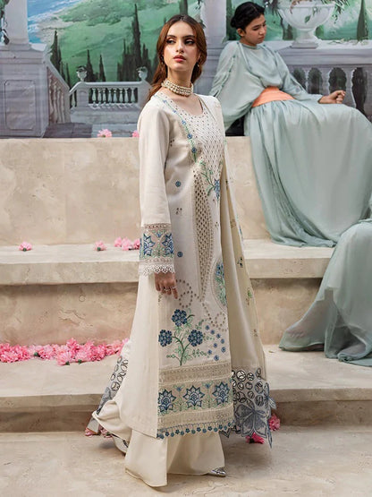 Chikenkari Qalamkar Embroidered lawn Three Piece QL-1024