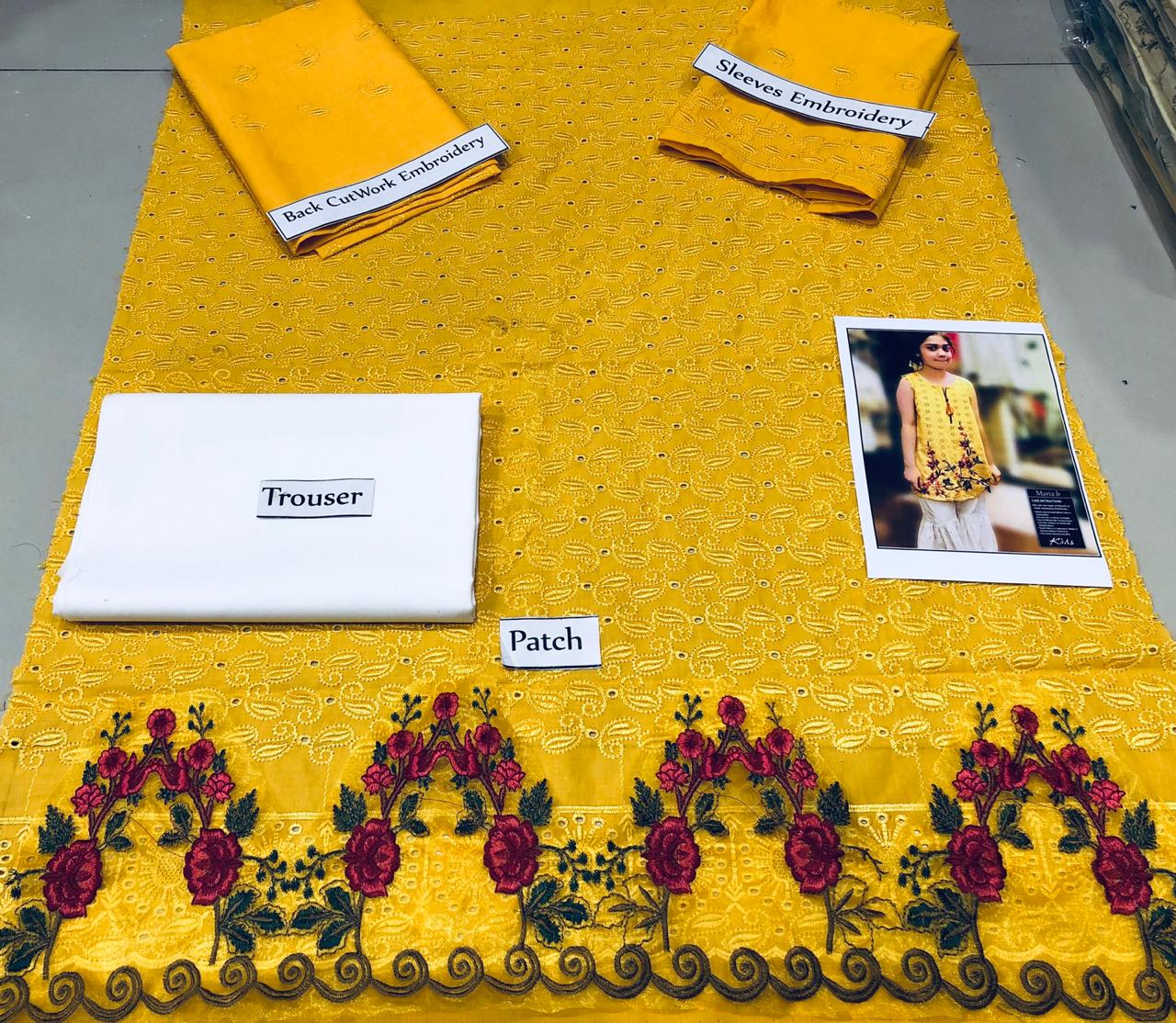 Maria B D-191 kids Wear Lawn Chikenkari Embroidered two piece