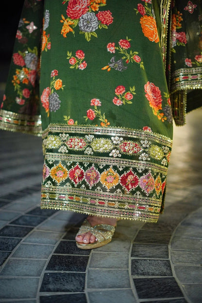 Aiman Closet-1002 (Black) Printed Airjet Shamoz Silk Three Piece