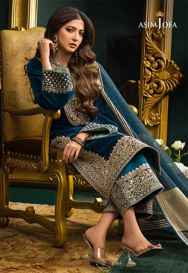 Asim Jofa Velvet Embroiderd Three Piece ZC-738