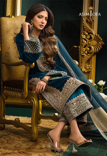 Asim Jofa Velvet Embroiderd Three Piece ZC-738