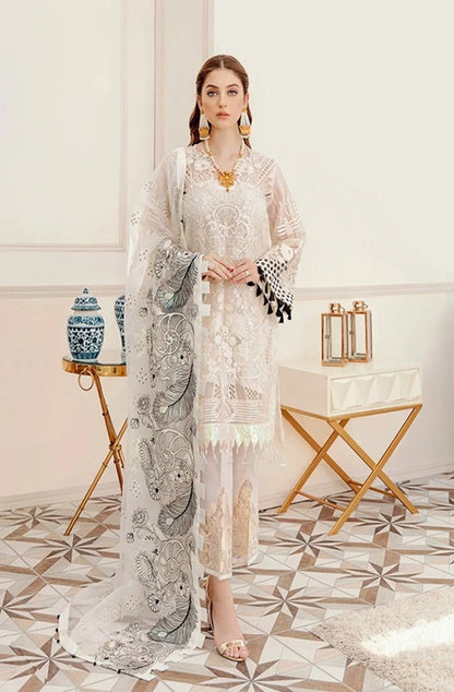 Afroza Design#`48 Organza Lawn inner Embroidered 3 pc