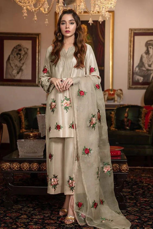 3 Piece - Embroidered Airjet Shamoz Silk | FCS - 05
