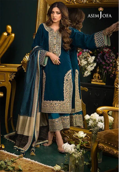 Asim Jofa Velvet Embroiderd Three Piece ZC-738