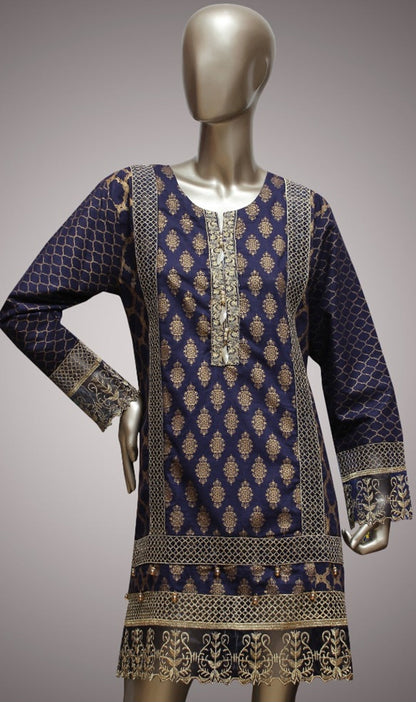 FCC-001 Blue Lawn Embroiderd Stitched Shirt