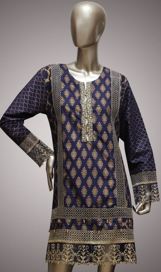 FCC-001 Blue Lawn Embroiderd Stitched Shirt