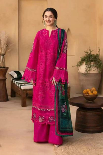 Chikenkari Qalamkar Embroidered Dhanak Three Piece QL-1036