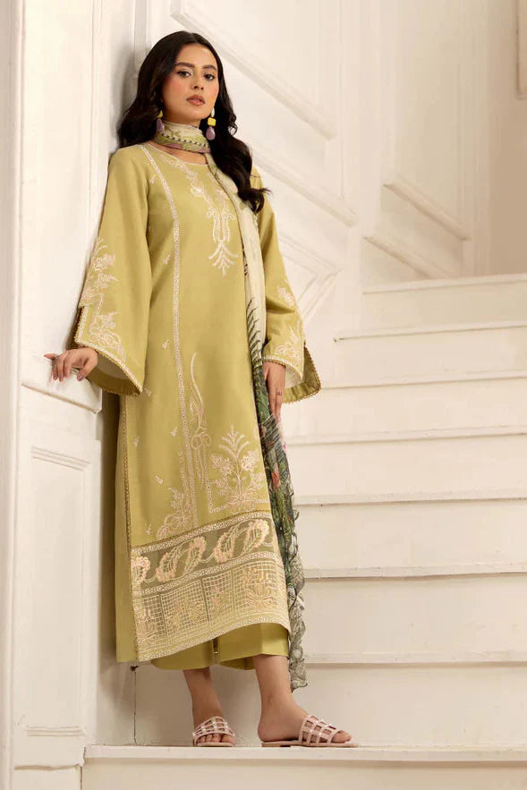 Inara Embroidered Dhanak Three Piece D-07