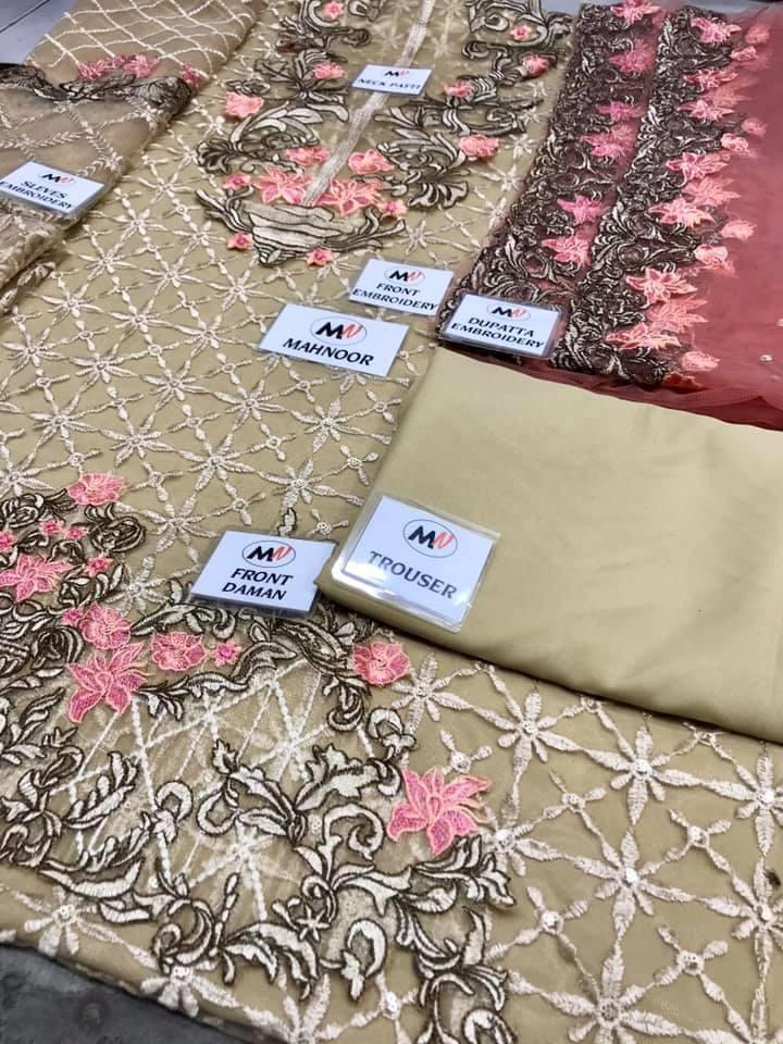 Gul Ahmed GA-21 Unstitched Net Collection Embroidered Three Piece