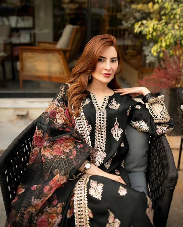 Asling Embroidered Dhanak Three Piece AS-177