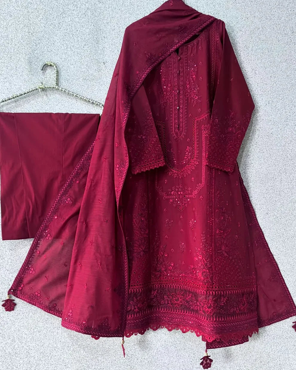 Zarqash Embroidered Dhanak Three Piece D-210