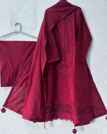 Zarqash Embroidered Dhanak Three Piece D-210