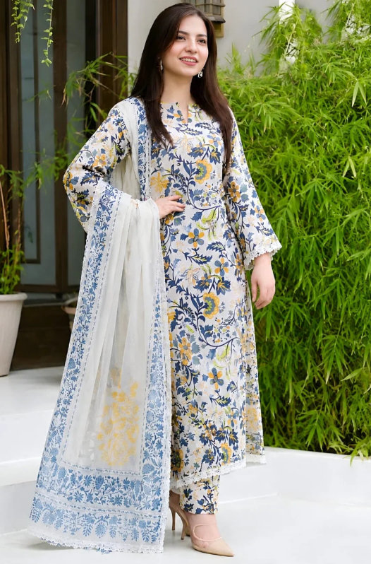 SR-D349 Digital Printed Lawn Suit 3pc With Lawn Digital Printed Dupatta