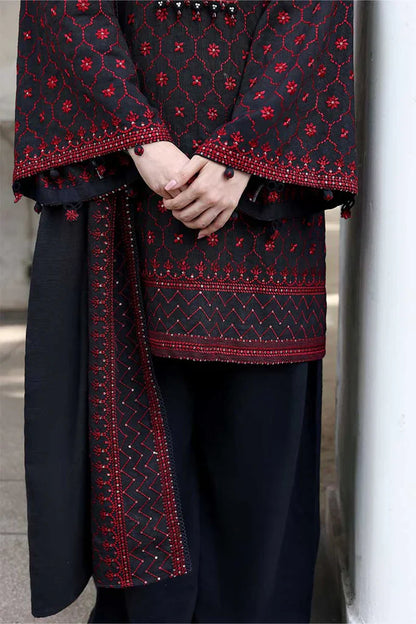 Cross Stitch Black Embroidered Dhanak Three Piece Winter D-88