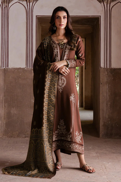 Izel Chikenkari Embroidered Dhanak Three Piece D-223