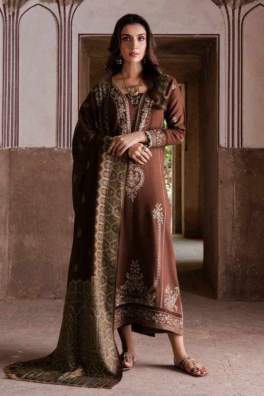 Izel Chikenkari Embroidered Dhanak Three Piece D-223