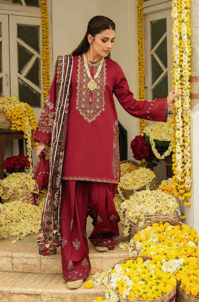 Sapphire Embroidered Dhanak Three Piece D-68