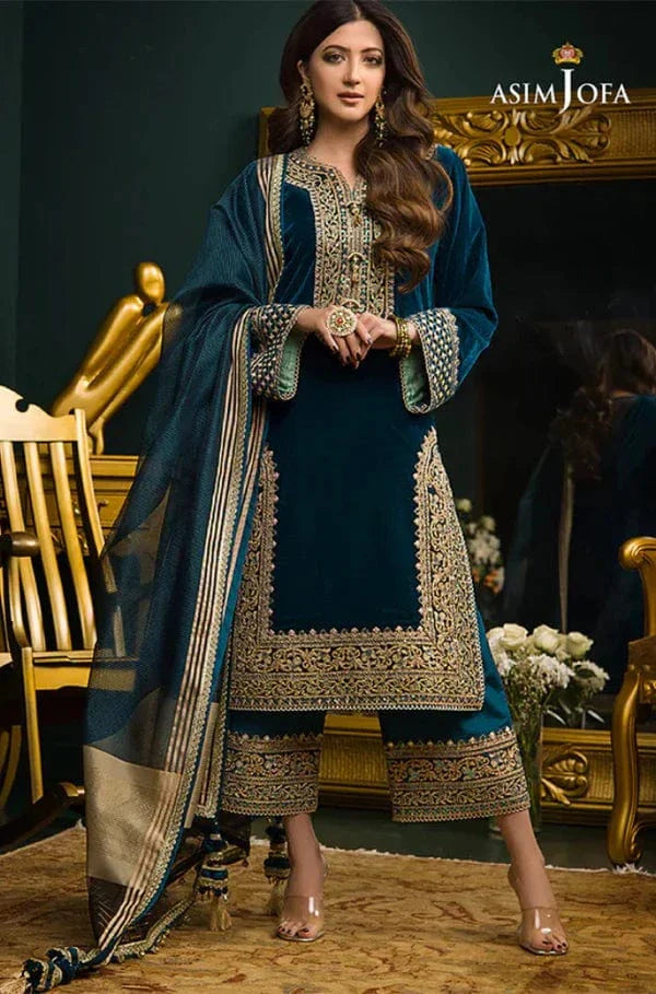 Asim Jofa Velvet Embroiderd Three Piece ZC-738