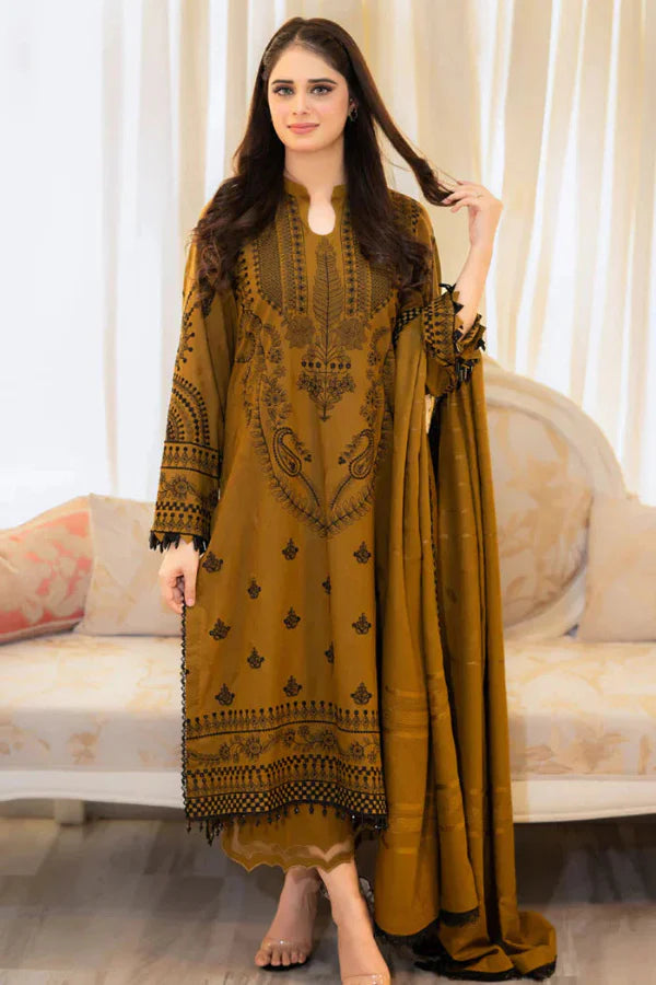 zarashahjhan Embroidered Dhanak Three Piece coco-66