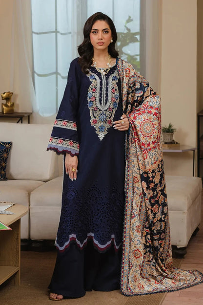 MAHNUR - 3PC Lawn Embroidered Suit - D-130