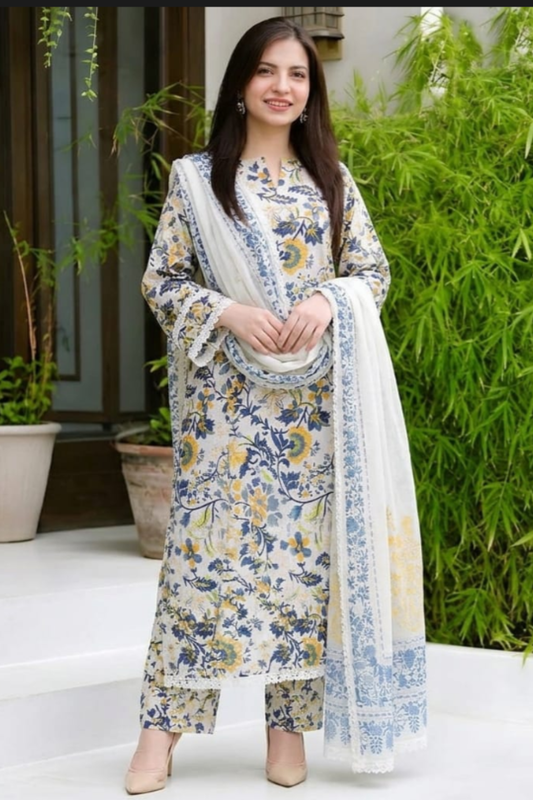 SR-D349 Digital Printed Lawn Suit 3pc With Lawn Digital Printed Dupatta