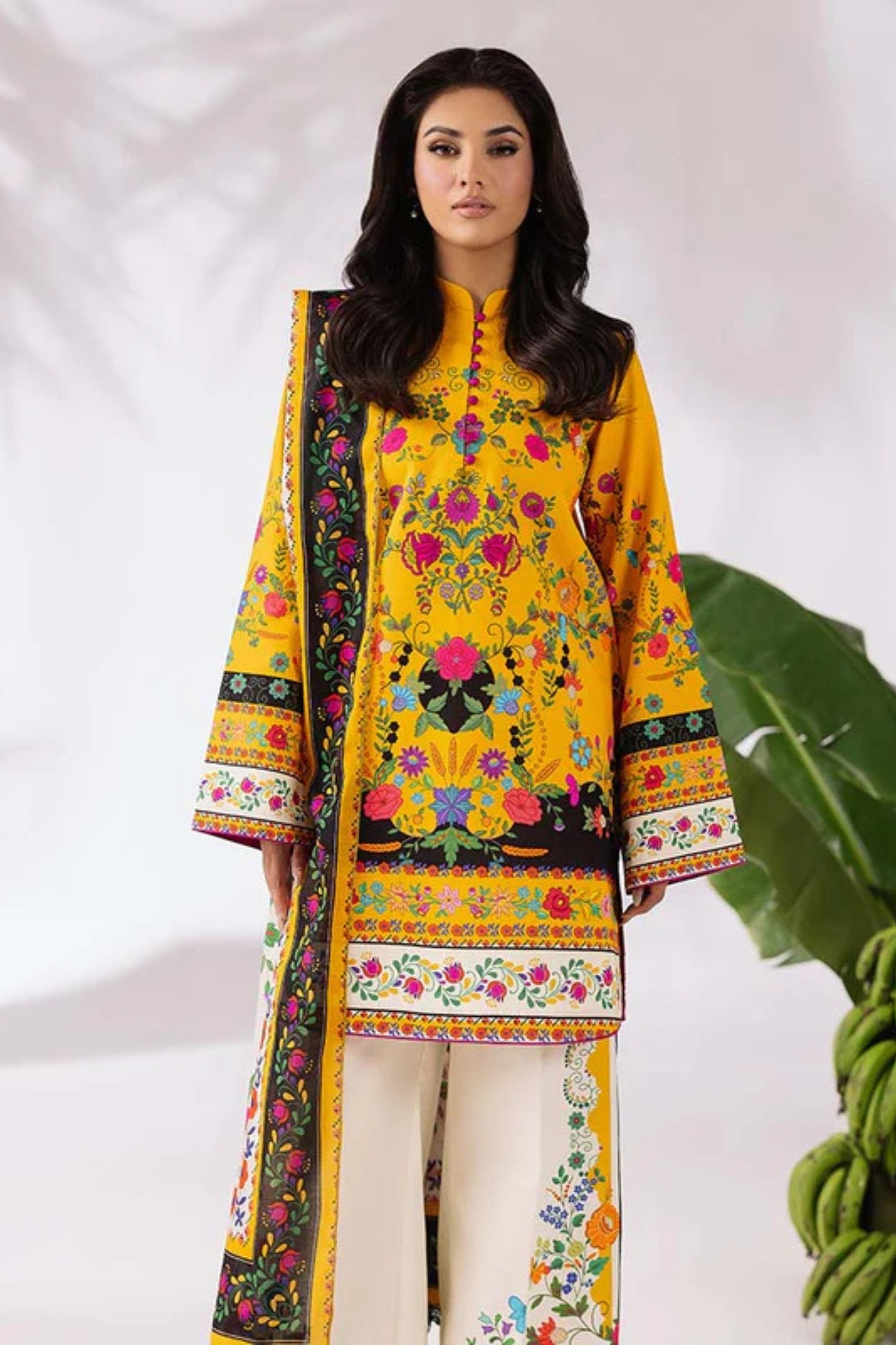COCO BY ZARA SHAHJAHAN Printed three piece suit D-297