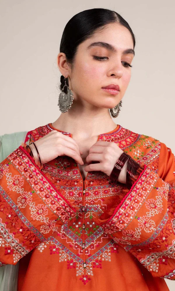 3 Piece - Embroidered Lawn Suit (Unstitched Eid Collection) J-02