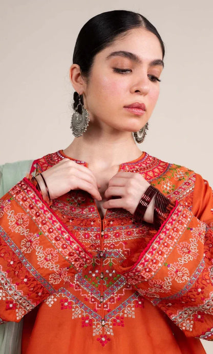 3 Piece - Embroidered Lawn Suit (Unstitched Eid Collection) J-02